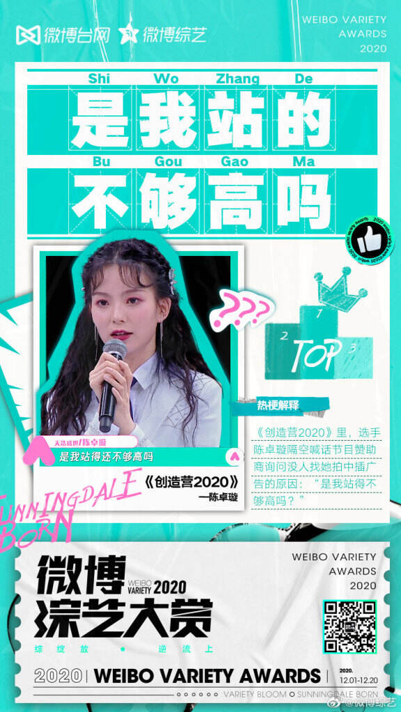 盘点了数百档综艺，微博综艺揭晓2020年「十二大综艺热梗」。-广告人干货库