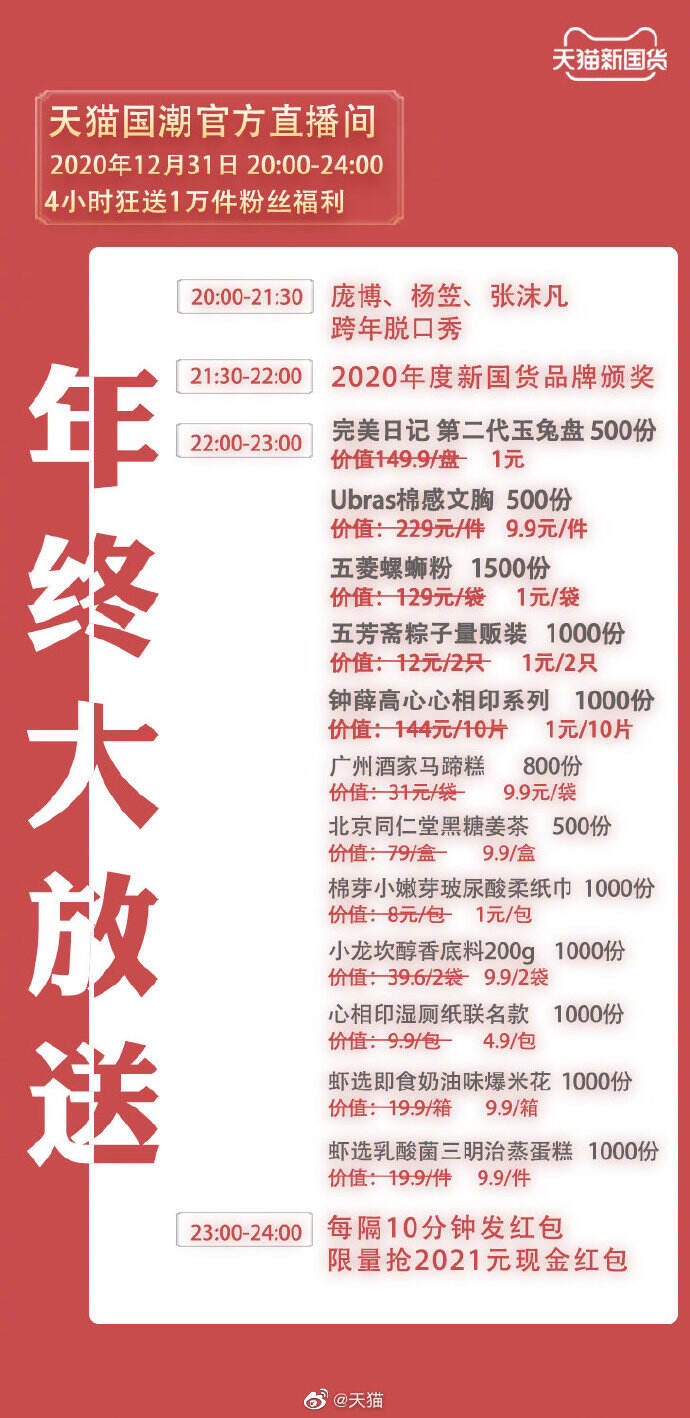 吴晓波频道 × 天猫国潮举办「1231 新国货跨年直播秀」-广告人干货库