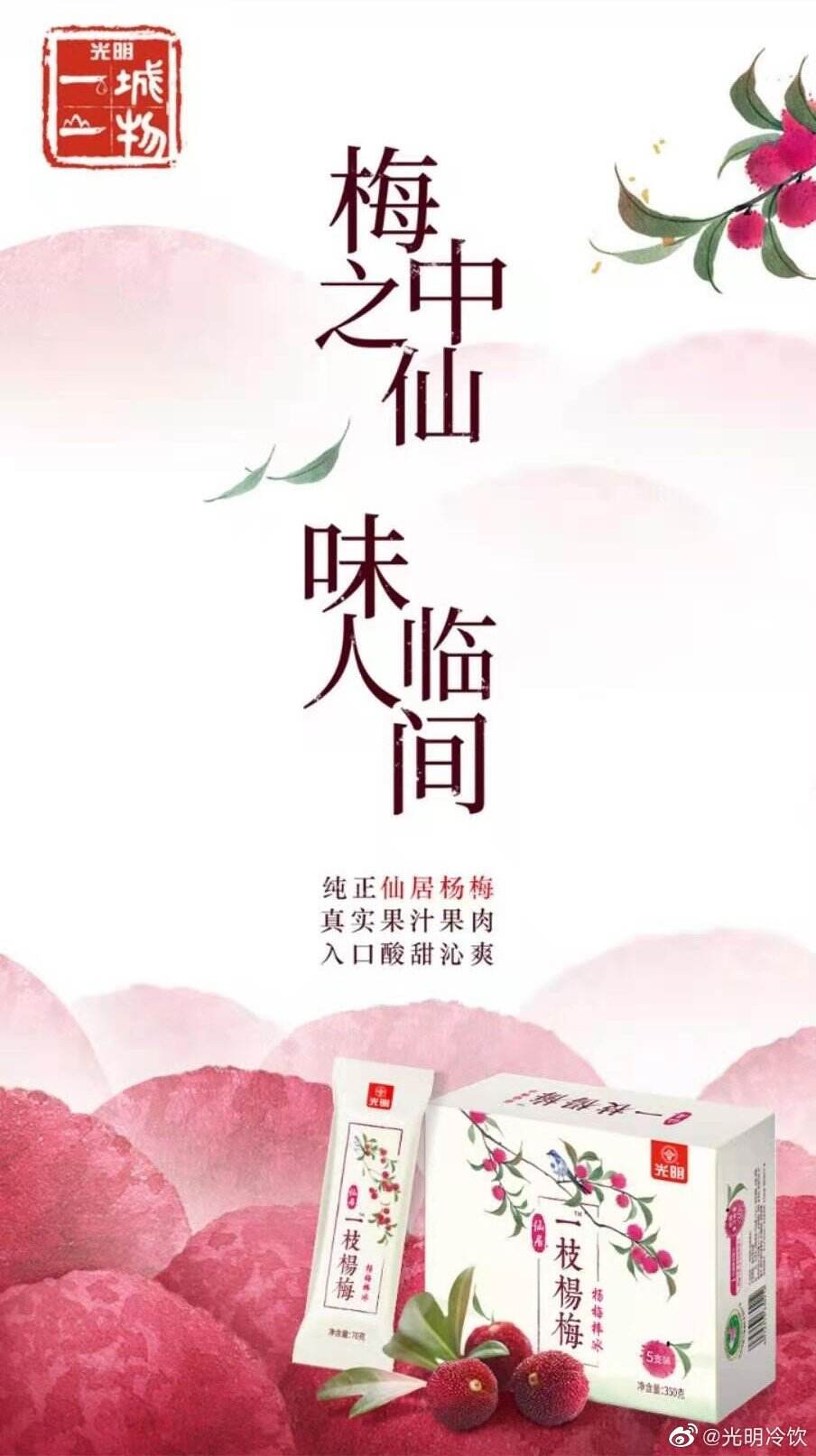 光明冷饮「一城一物」首发仙居杨梅棒冰-广告人干货库