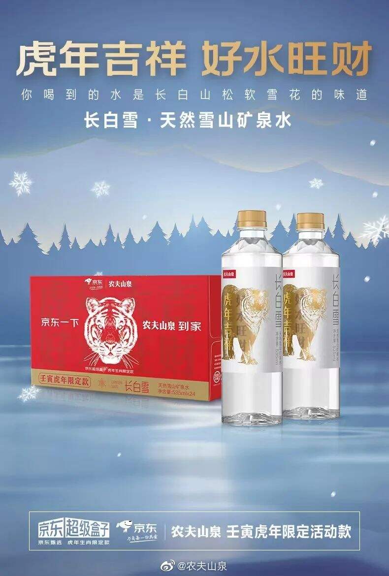 广告人干货库 农夫山泉虎年限定生肖瓶来了!还是熟悉的水滴状包装设计!-广告人干货库