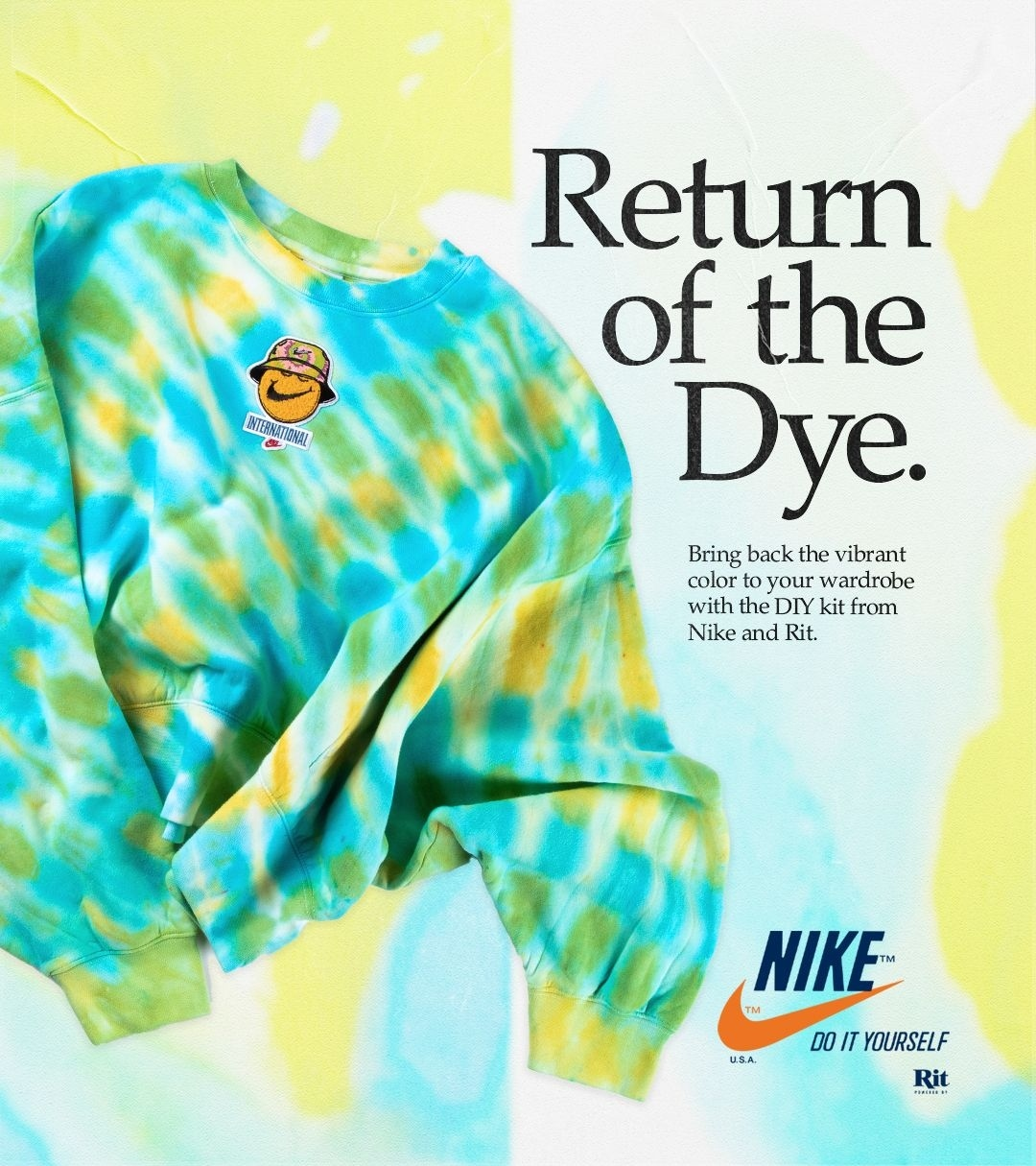Nike x 染料品牌Rit Dye推出卫衣扎染套装-广告人干货库