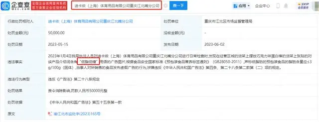 迪卡侬因虚假广告被处罚-广告人干货库