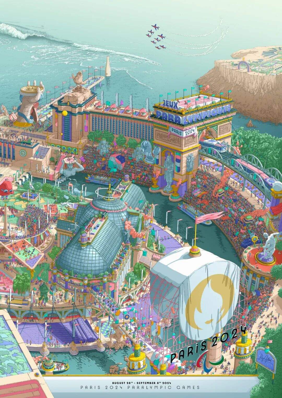 广告人干货库 2024年巴黎奥运会标志性海报,由插画家历时半年打造-广告人干货库