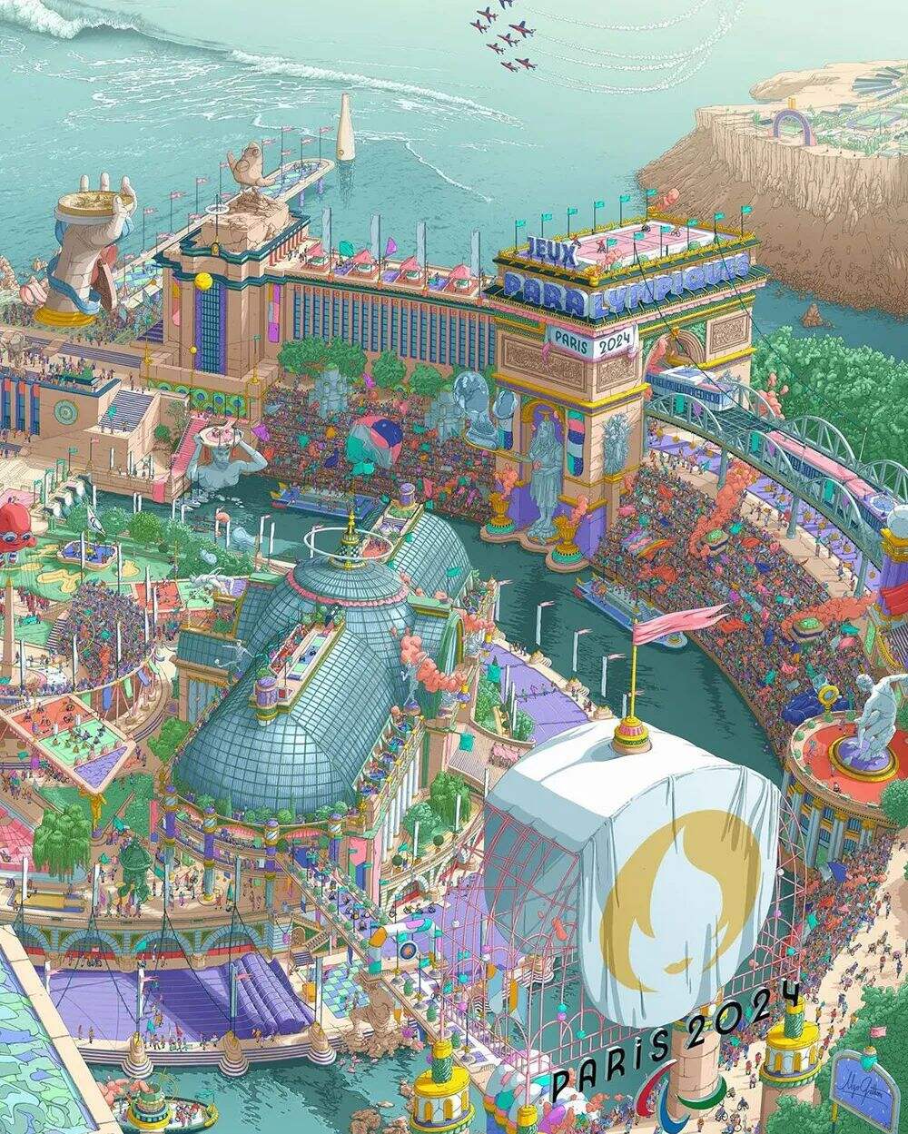 广告人干货库 2024年巴黎奥运会标志性海报,由插画家历时半年打造-广告人干货库