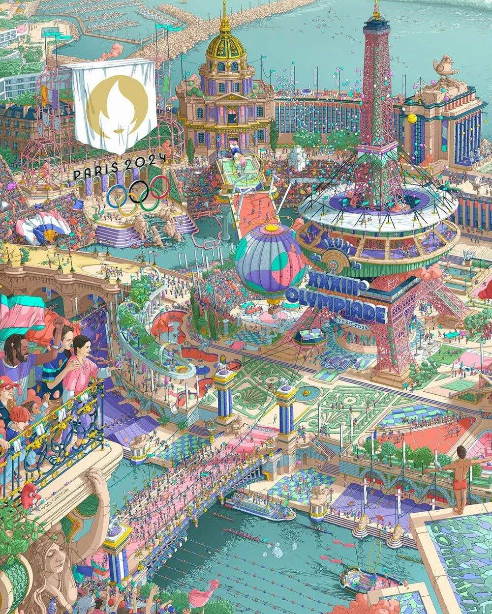广告人干货库 2024年巴黎奥运会标志性海报,由插画家历时半年打造-广告人干货库