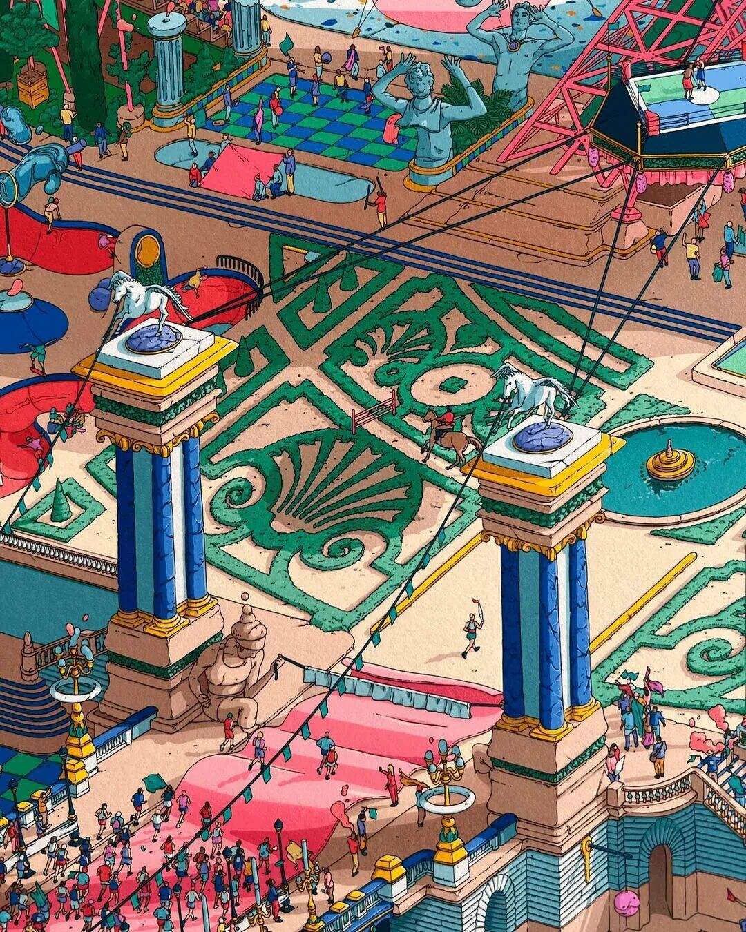 广告人干货库 2024年巴黎奥运会标志性海报,由插画家历时半年打造-广告人干货库