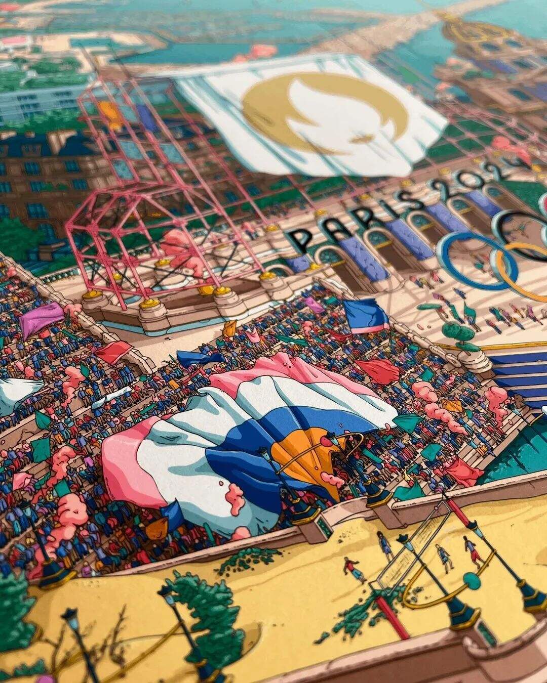 广告人干货库 2024年巴黎奥运会标志性海报,由插画家历时半年打造-广告人干货库