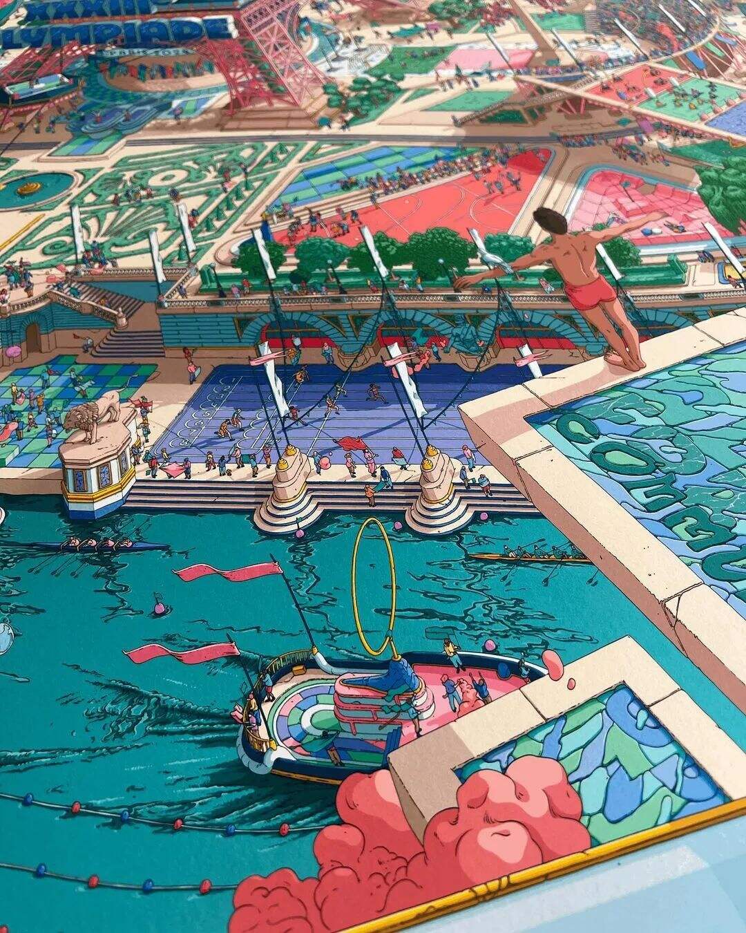 广告人干货库 2024年巴黎奥运会标志性海报,由插画家历时半年打造-广告人干货库