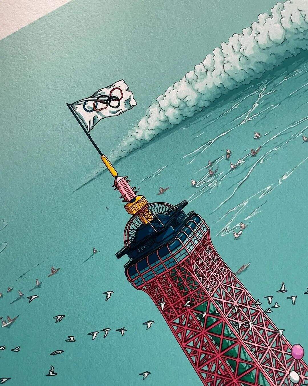 广告人干货库 2024年巴黎奥运会标志性海报,由插画家历时半年打造-广告人干货库