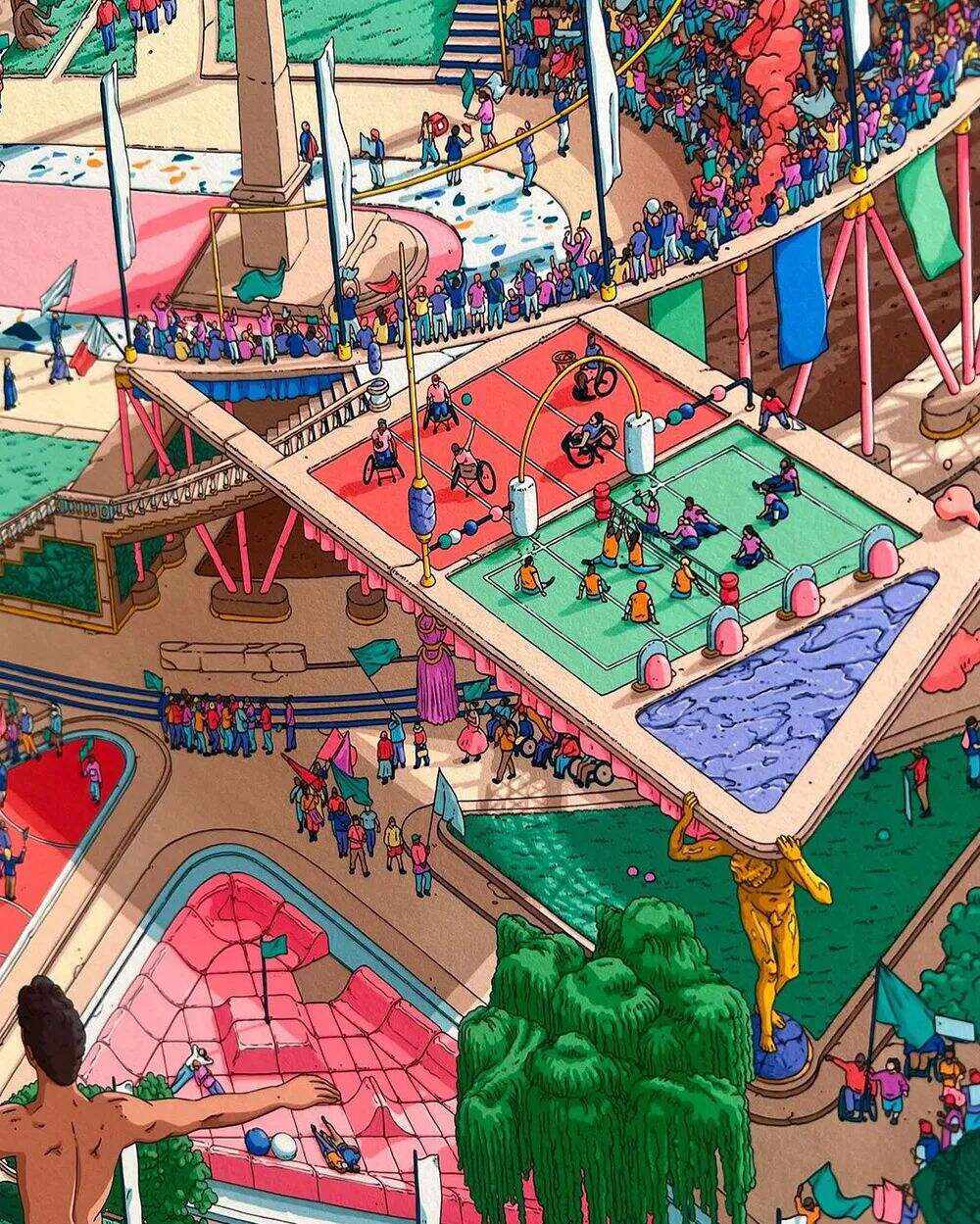 广告人干货库 2024年巴黎奥运会标志性海报,由插画家历时半年打造-广告人干货库