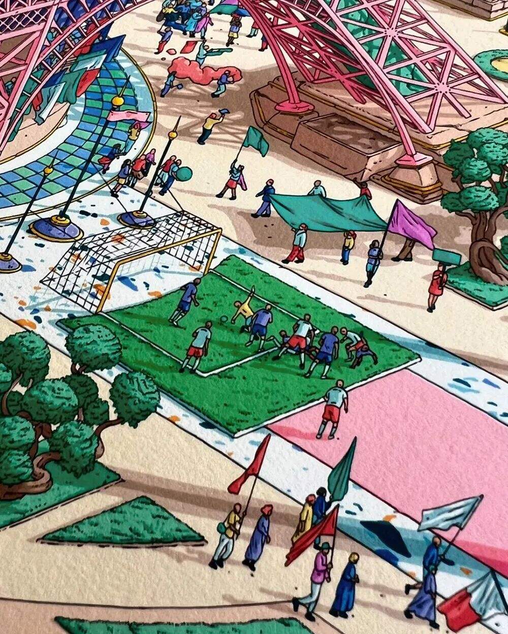 广告人干货库 2024年巴黎奥运会标志性海报,由插画家历时半年打造-广告人干货库