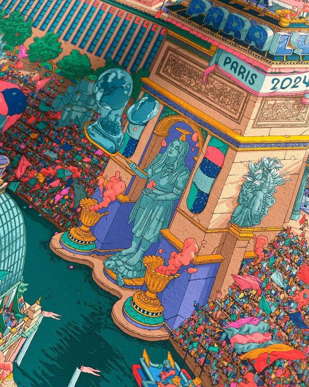 广告人干货库 2024年巴黎奥运会标志性海报,由插画家历时半年打造-广告人干货库