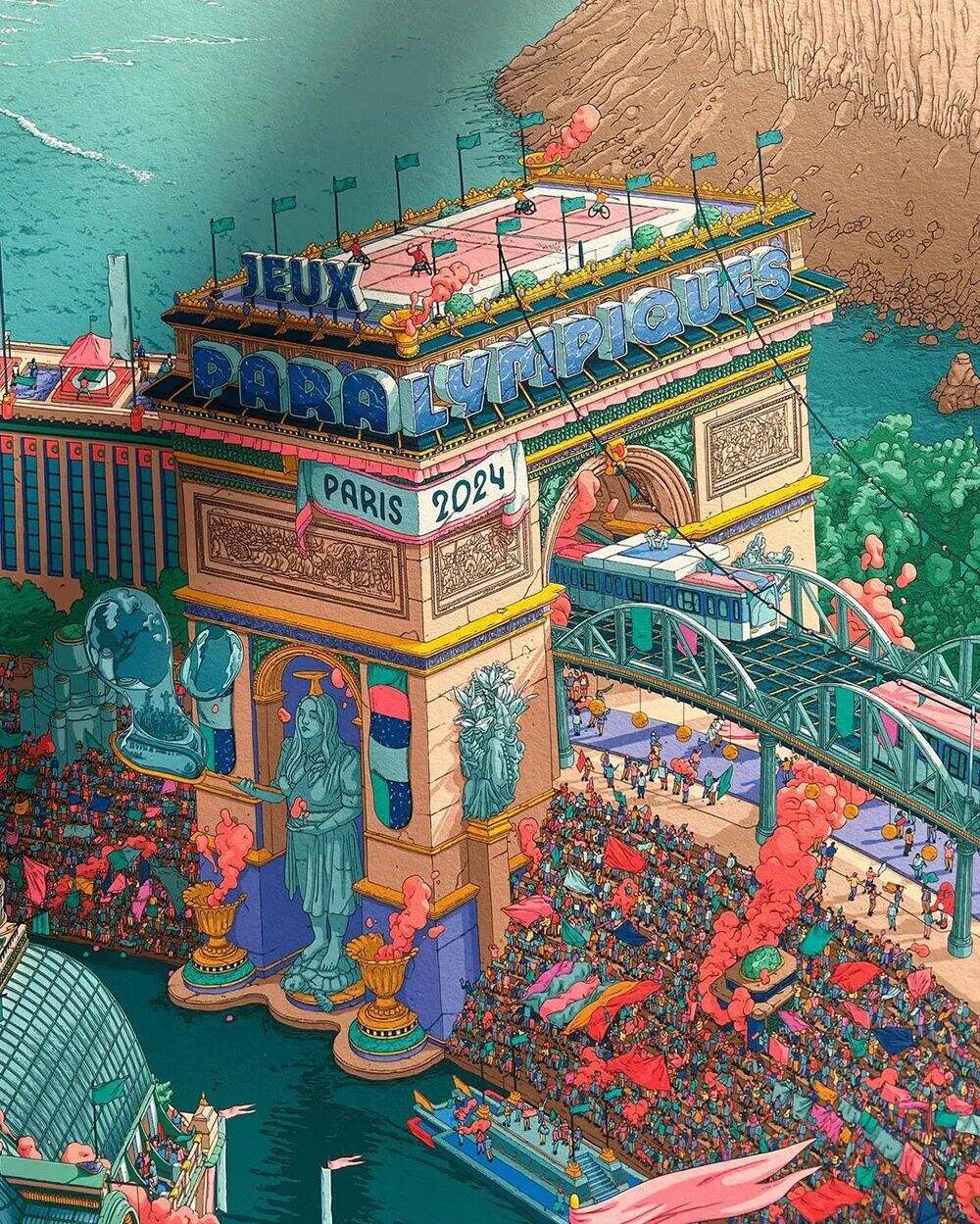 广告人干货库 2024年巴黎奥运会标志性海报,由插画家历时半年打造-广告人干货库