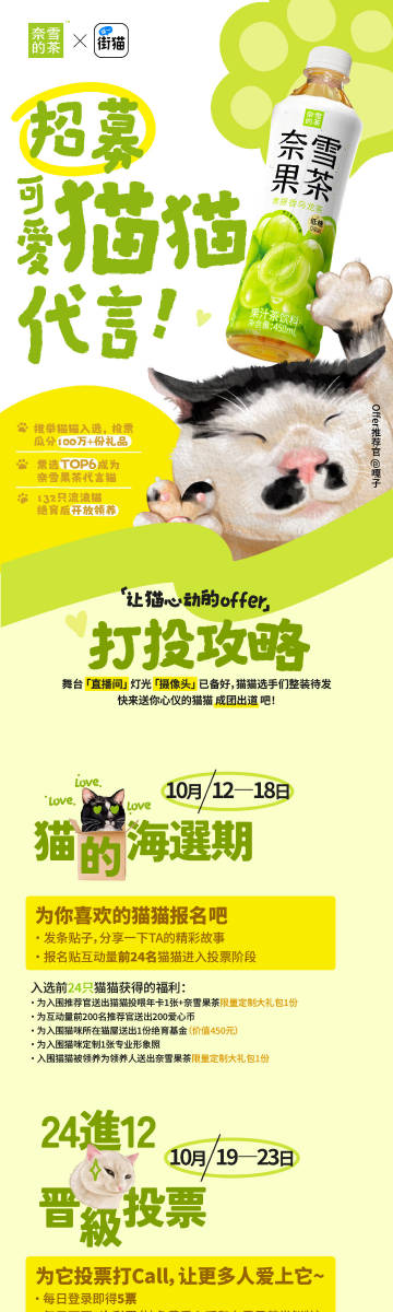 奈雪在大街上寻找猫猫做代言人！-广告人干货库
