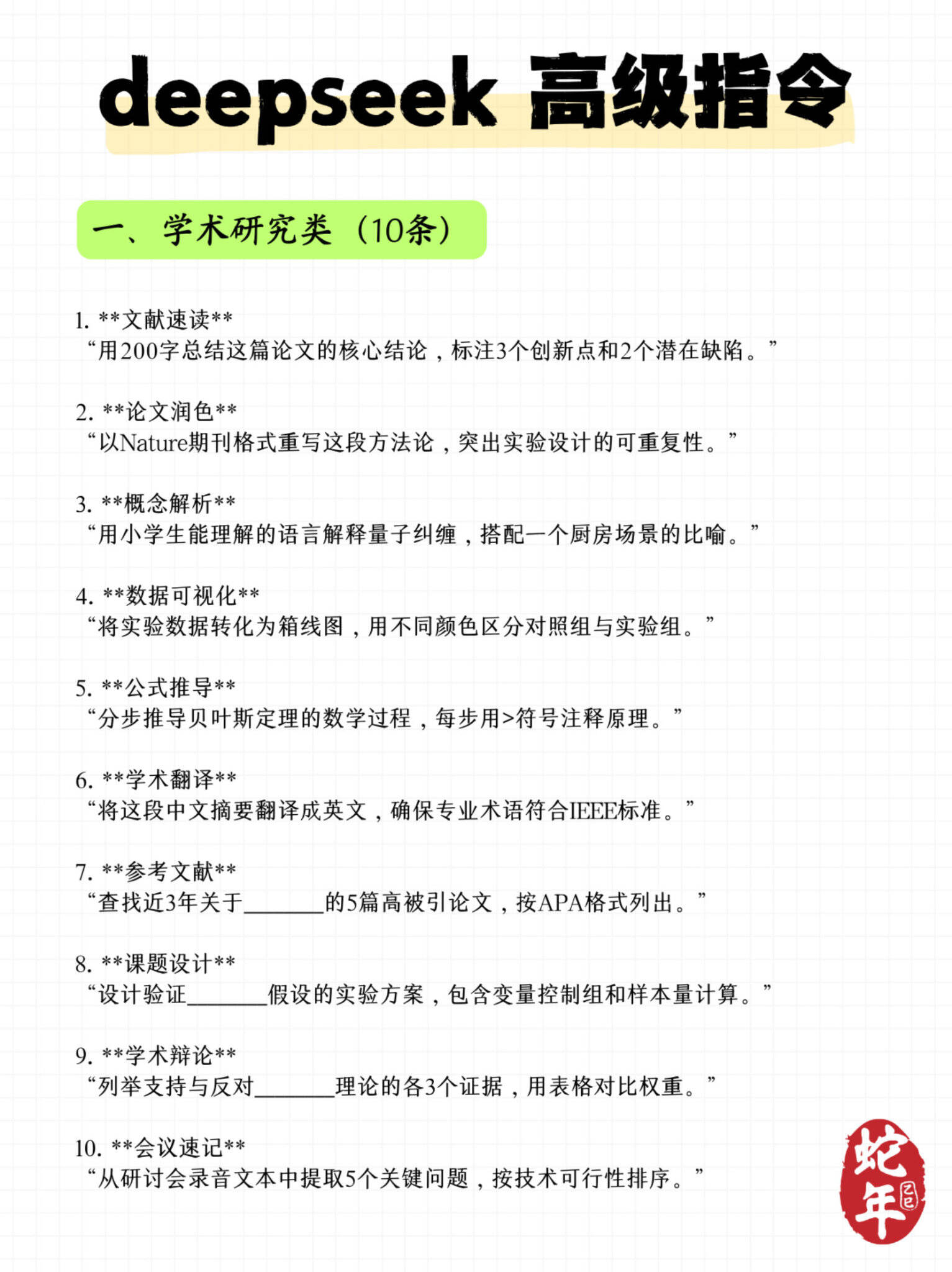 Deepseek 100+条常用高级指令-广告人干货库