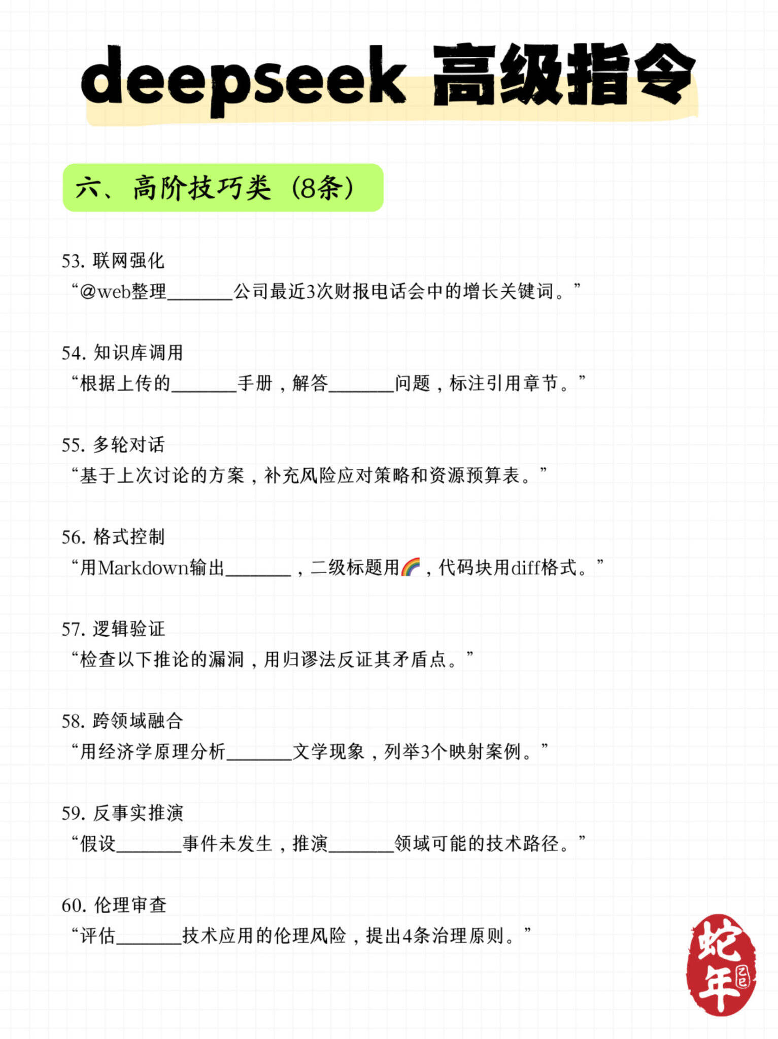 Deepseek 100+条常用高级指令-广告人干货库