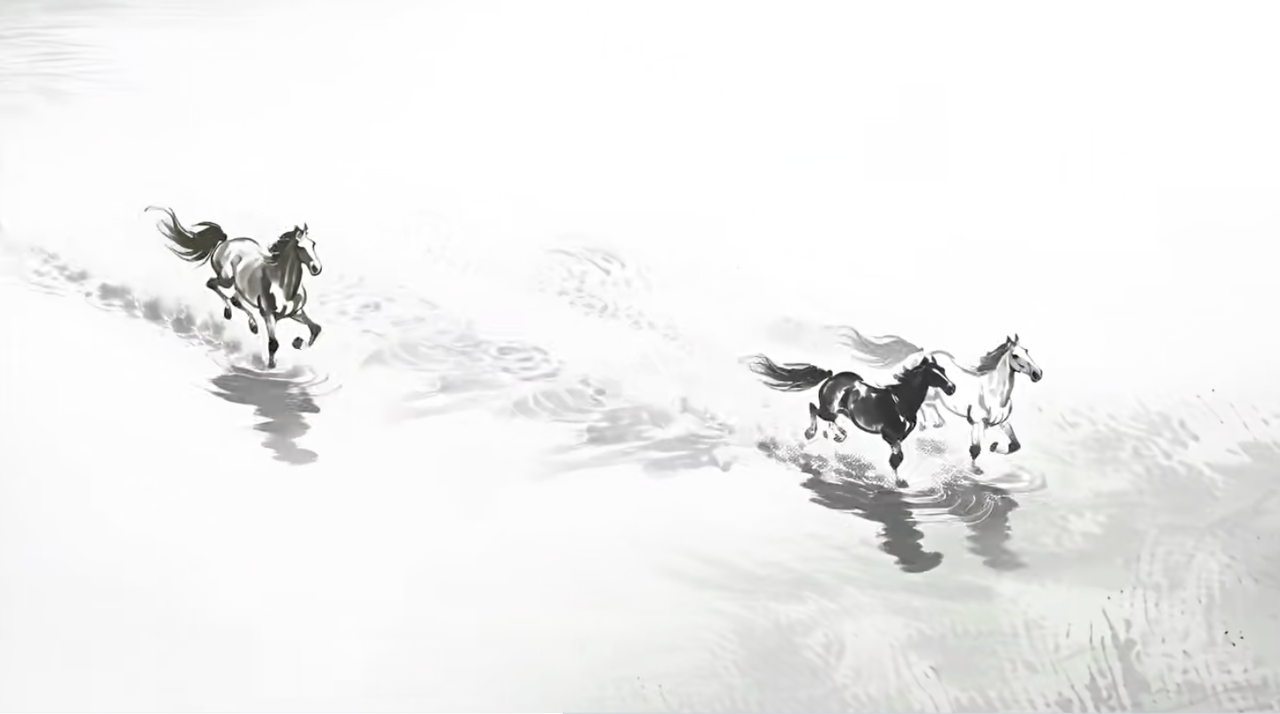 广告人干货库 金典×徐悲鸿纪念馆:一匹水墨马破卷而出-广告人干货库