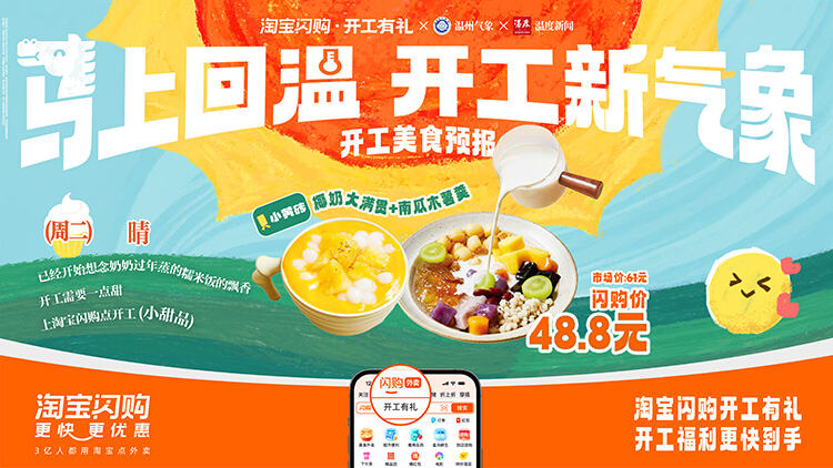 广告人干货库 淘宝闪购x温州气象局:「马上回温,开工新气象」-广告人干货库