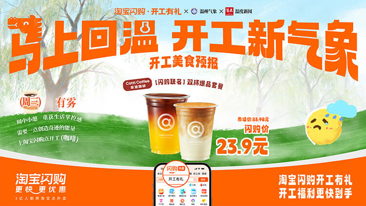 广告人干货库 淘宝闪购x温州气象局:「马上回温,开工新气象」-广告人干货库