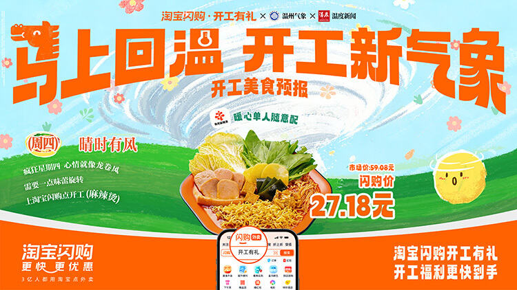 淘宝闪购x温州气象局：「马上回温，开工新气象」-广告人干货库
