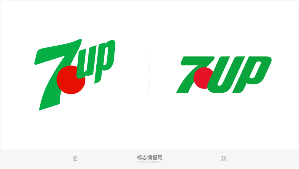 七喜又换LOGO,倾斜的字标扶正了!-广告人干货库
