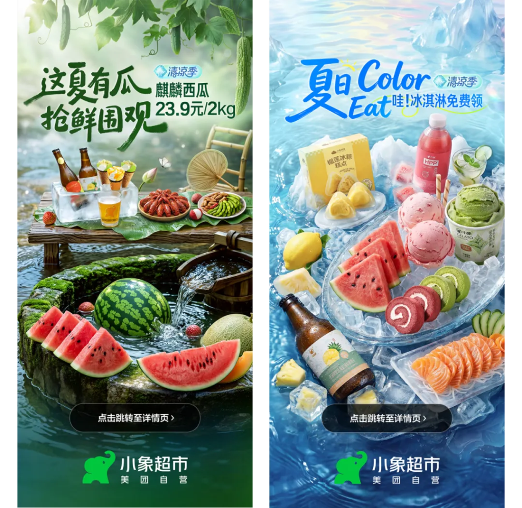美团小象超市清凉季创意设计：打造“真实感”视觉体验-广告人干货库